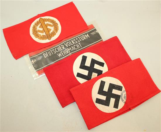 A collection of Swastika arm bands,